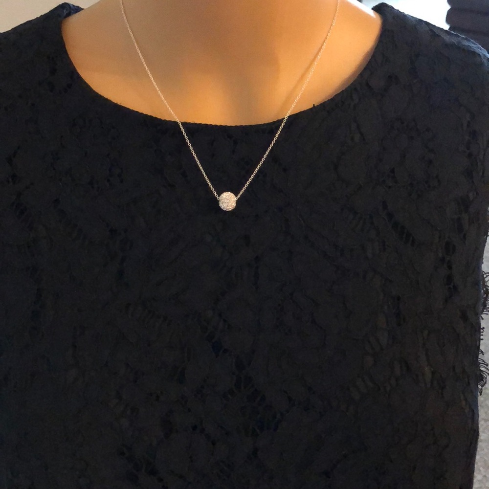 Cristal Ball Pendant Necklace in Sterling Silver